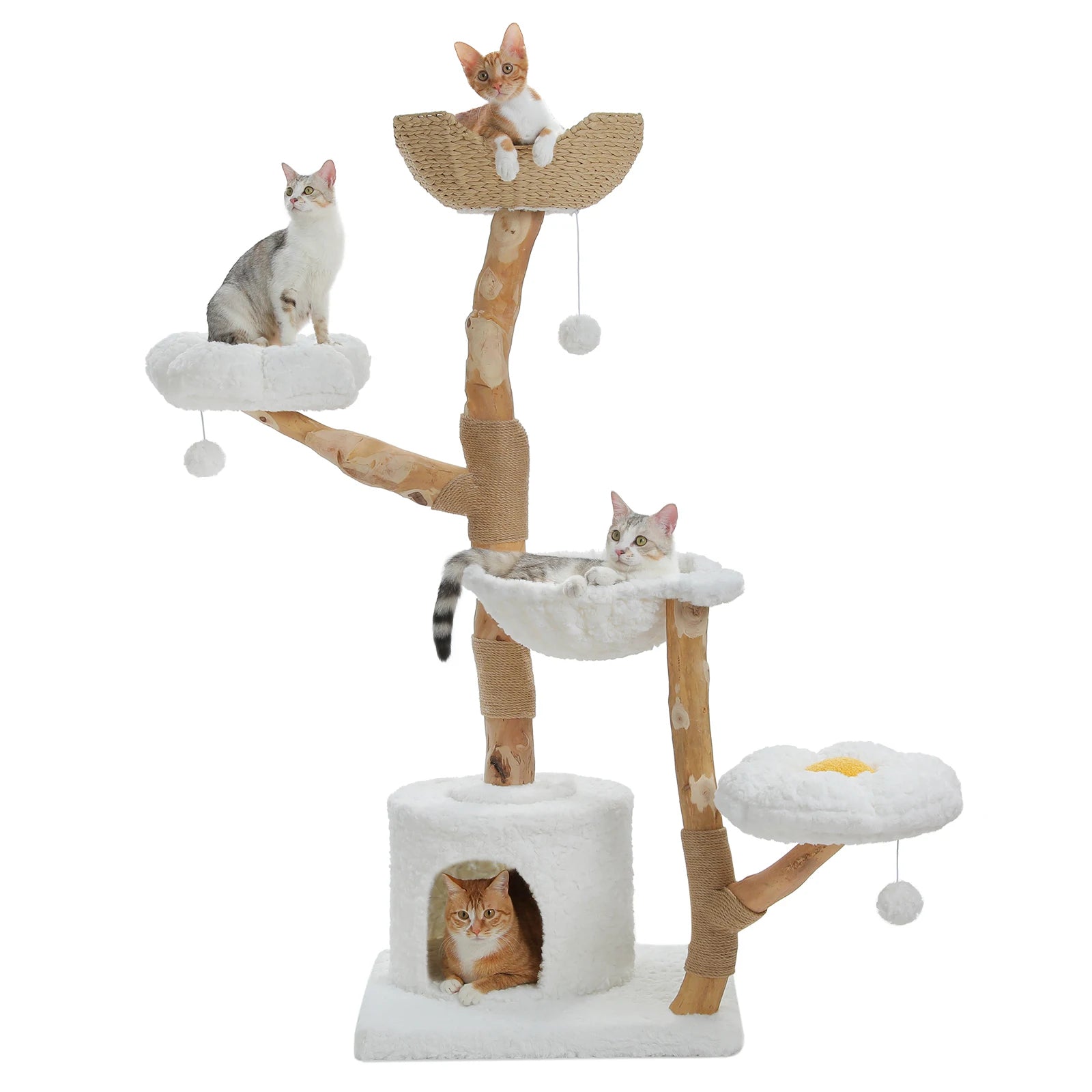 Arbre à Chat Multi-Niveaux avec Panier & Surfaces de Griffage