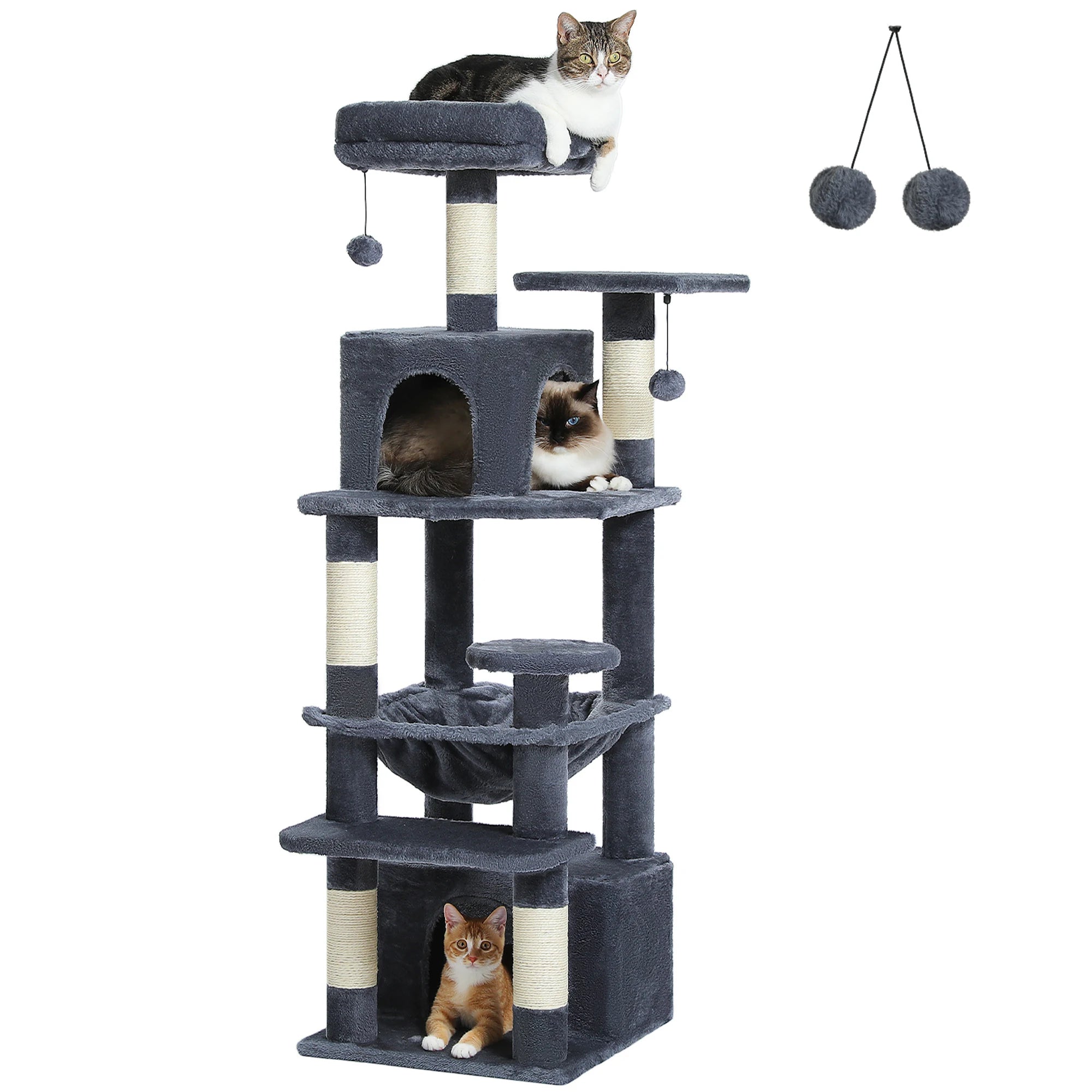 Arbre à Chat en Tissu Doux avec Postes à Gratter et Hamac