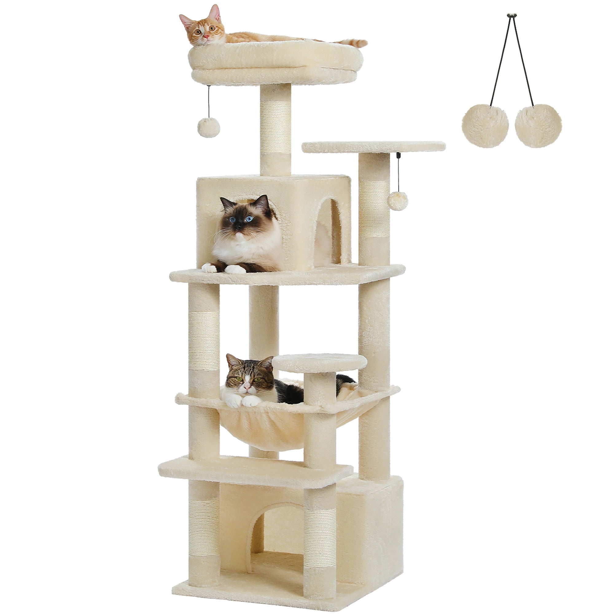 Arbre à Chat en Tissu Doux avec Postes à Gratter et Hamac