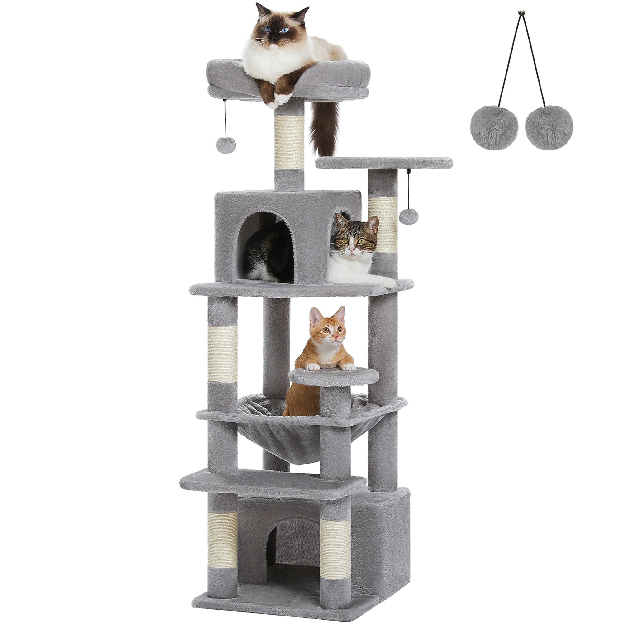 Arbre à Chat en Tissu Doux avec Postes à Gratter et Hamac