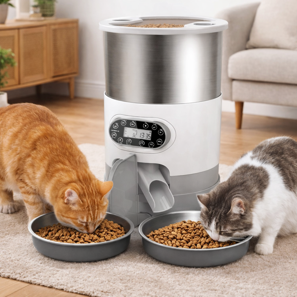 Distributeur de Croquettes pour Chat à Synchronisation en Acier Inoxydable