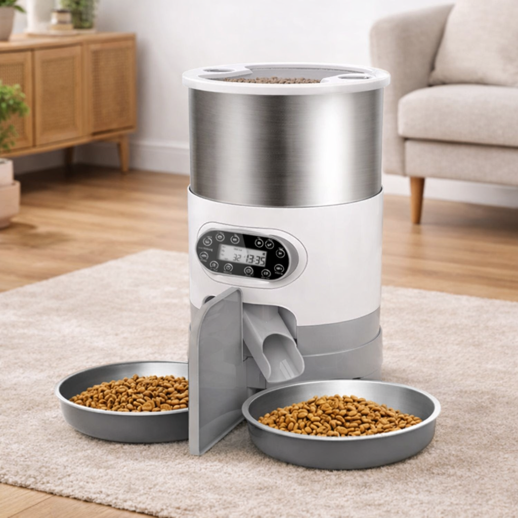 Distributeur de Croquettes pour Chat à Synchronisation en Acier Inoxydable
